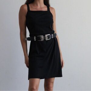 Vintage 90’s Square Neck Tank Strap Black Mini Dress